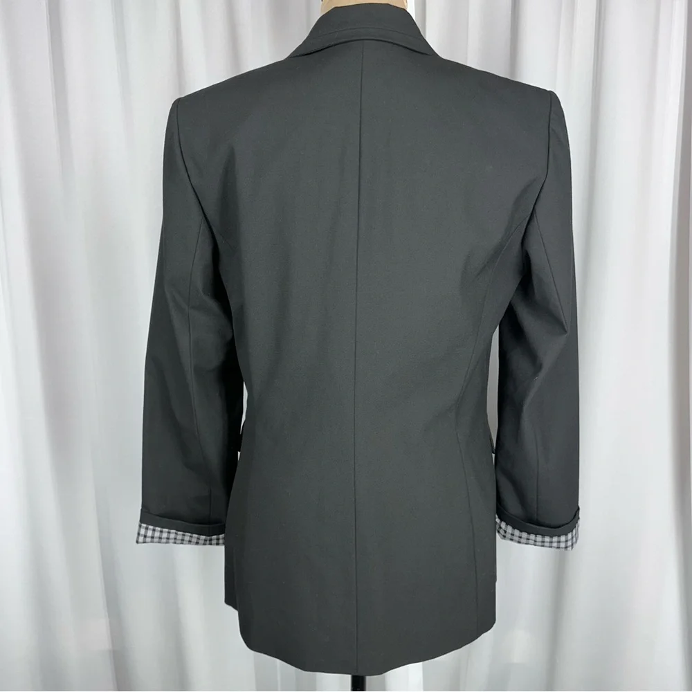 Gianni Bini Blazer Jacket Sz 6 Black One Button Contrast‎ Lining Career Business